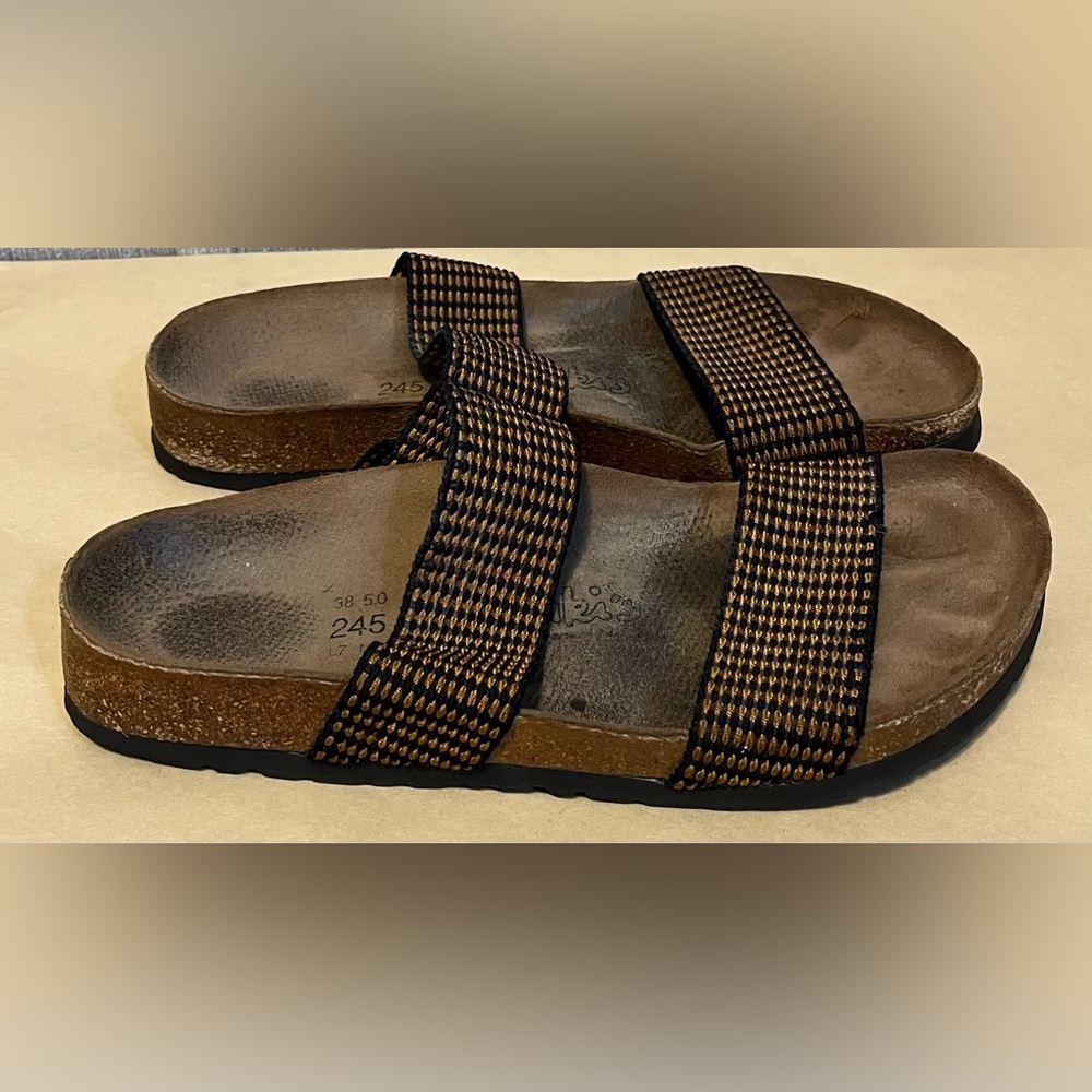 Birkenstock Birki’s Curaçao Midnight & Chestnut Stretch Slip-On Sandals size 38 - Picture 4 of 12